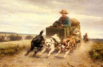 Henriette Ronner : The Dog Cart